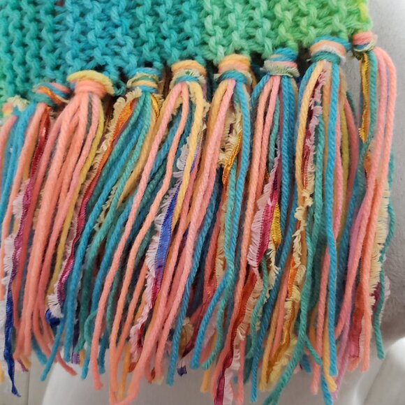 NEW Hand Knitted Boho Cowl Infinity Scarf Fringe Boho Whimsy Festival Indie - Picture 6 of 6